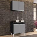 Ver imagem 6 de Armário Califórnia e Balcão para Cooktop Flórida Preto/cinza - Lumil
