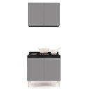 Ver imagem 2 de Armário Califórnia e Balcão para Cooktop Flórida Preto/cinza - Lumil