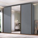 Ver imagem 1 de Roupeiro Veneto em MDF 274,5x230cm 3 Portas com Espelho Cinza 1000