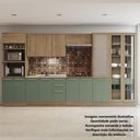Ver imagem 4 de Balcão Sem Tampo Para Pia 120 Cm 2 Portas 3 Gavetas 1 Prateleira Organizador Cozinha Marrom Verde