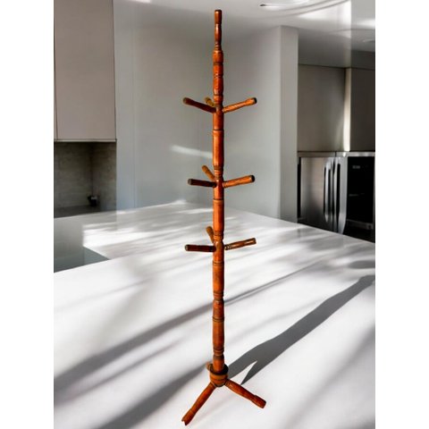 Cabideiro de Chão Mancebo  Envernizado Arara De Roupas 10 Ganchos Madeira Cabide organizador roupa