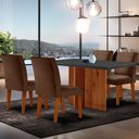 Ver imagem 1 de Sala de Jantar Mesa Olimpia 120 Tampo em Mdf Canto Reto com 4 Cadeiras Grecia