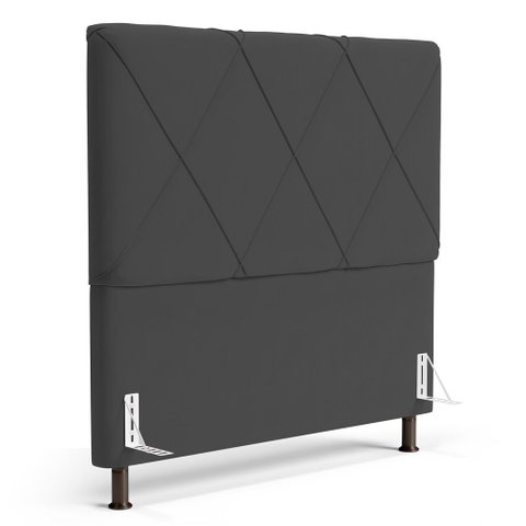 Cabeceira Cama Box Casal Mel 140cm com Frame Suede Cinza - Abmaza