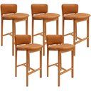 Ver imagem 1 de Kit 05 Banquetas Alta para Cozinha Sala de Jantar Bar Dara L02 Couríssimo Canela - Lyam Decor