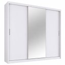 Ver imagem 2 de Guarda Roupa Casal com Espelho 3 Portas de Correr 100% MDF London Branco Yescasa