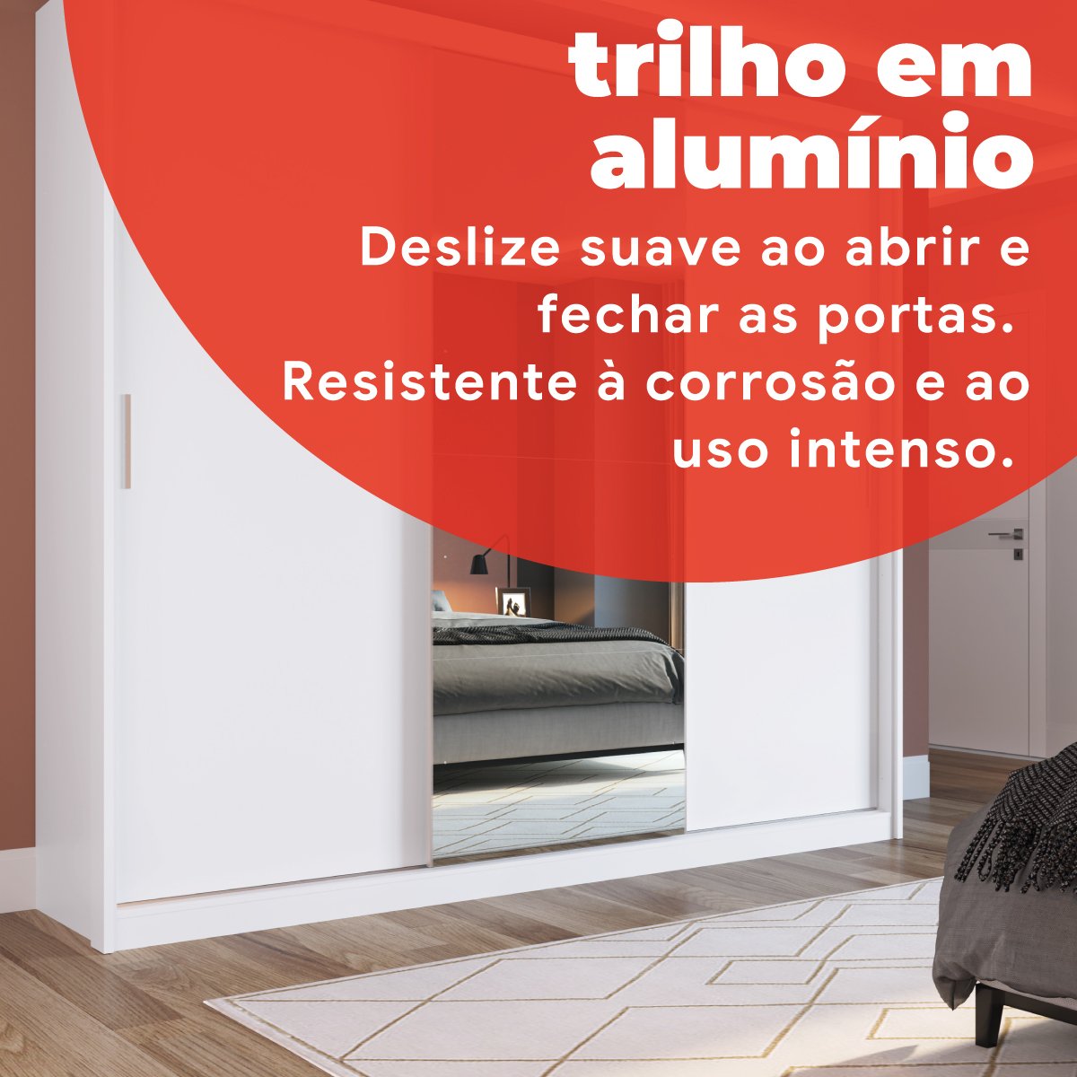 Guarda Roupa Casal com 3 Portas e 1 com 4 Espelhos 100% MDF London Yescasa - 9