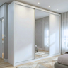 Guarda Roupa Casal com Espelho 3 Portas de Correr 100% MDF London Branco - 1