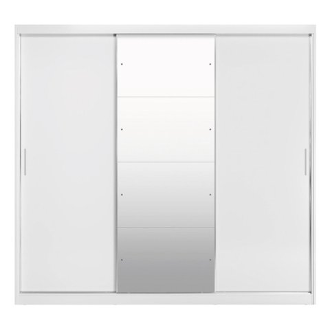 Guarda Roupa Casal com Espelho 3 Portas de Correr 100% MDF London Branco Yescasa