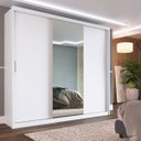 Ver imagem 1 de Guarda Roupa Casal com Espelho 3 Portas de Correr 100% MDF London Branco Yescasa