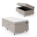 Ver imagem 1 de Cama Box Baú Solteiro com Colchão D45 Pillow Top 88x188 cm - Bege