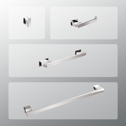 Kit Acessórios Para Banheiros 4 Peças Inox - Kromus Kitrt4