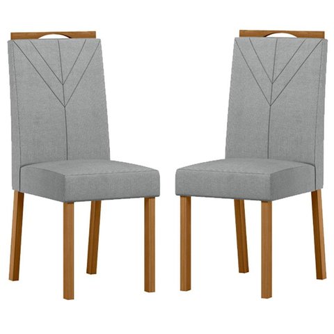 Cadeira para Mesa de Jantar Anitta Kit 2 Peças Ype Linho Cinza Claro – New Ceval