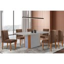 Ver imagem 1 de Conjunto: Mesa Sala Jantar Pietã¡ Curvo 180cm + 6 Cadeiras Maldivas Madeira Naturale/off White -