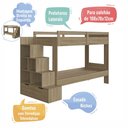 Ver imagem 3 de Beliche Infantil com Escada, Nichos e Gavetas Bi001 Linha Infanto Aveiro Oak Completa Móveis