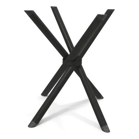 Pé Perna Base Mesa Forte Aço Vidro Granito Madeira Preta