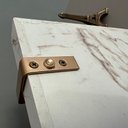 Ver imagem 5 de Bandeja Decorativa para Servir Branco Gold Marmorizado com Alça Dourada