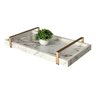 Bandeja Decorativa para Servir Branco Gold Marmorizado com Alça Dourada - 4