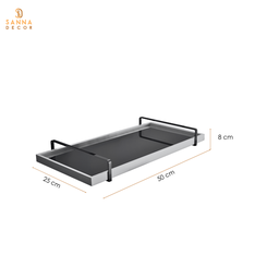 Bandeja Decorativa para Servir Branco Gold Marmorizado com Alça Dourada - 7