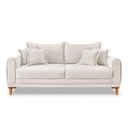 Ver imagem 3 de Sofá Living 2 Lugares 1,80m Livia Bouclê Off White Pés de Madeira - Pallazio