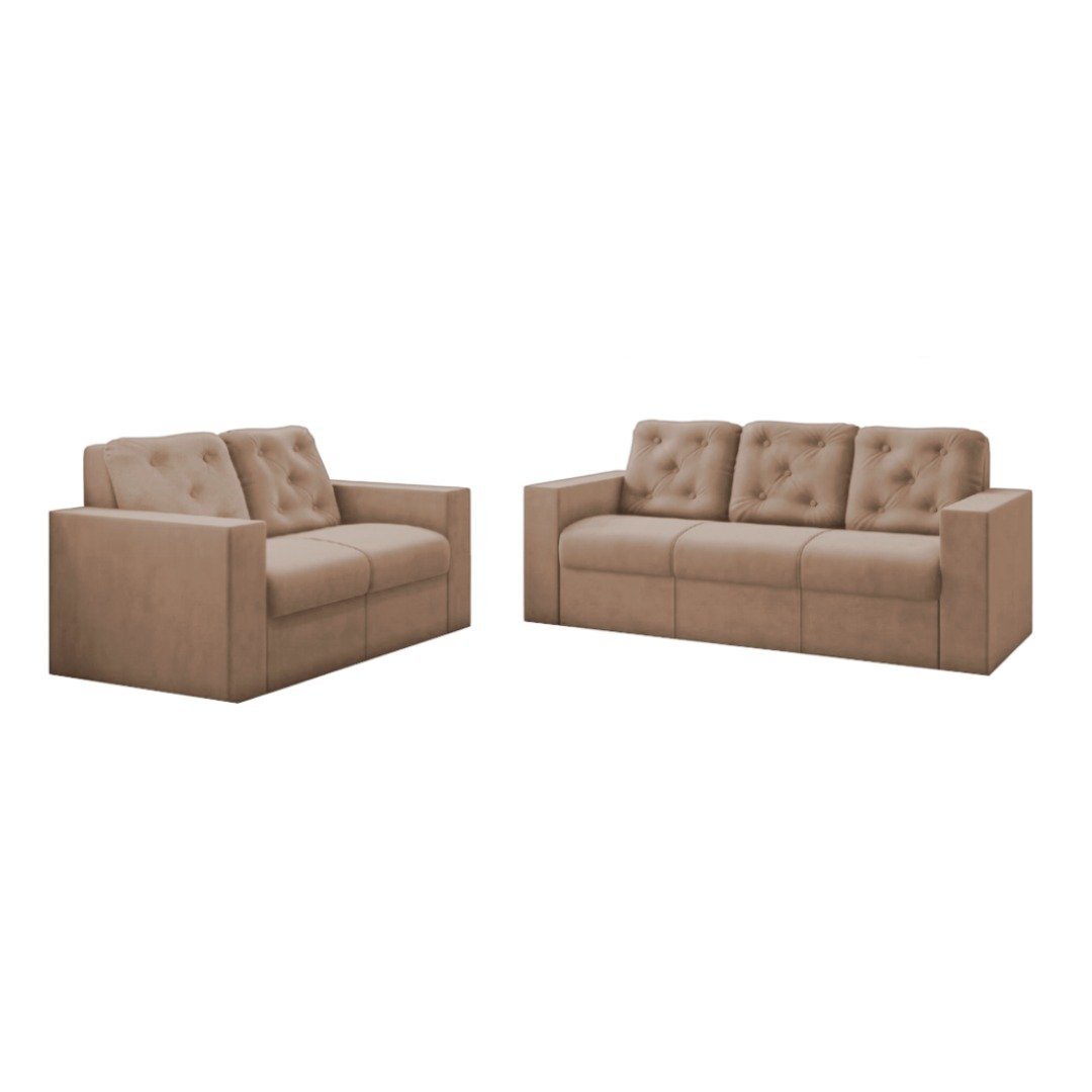 Conjunto Sofá 2 e 3 Lugares Grécia Suede:Bege é boa?