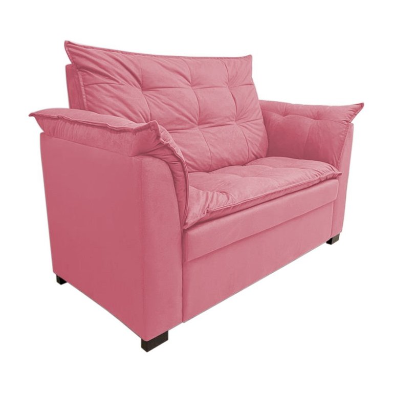 Sofá Namoradeira Dandara 2 Lug Decorativa Para Sala Suede:Rosa