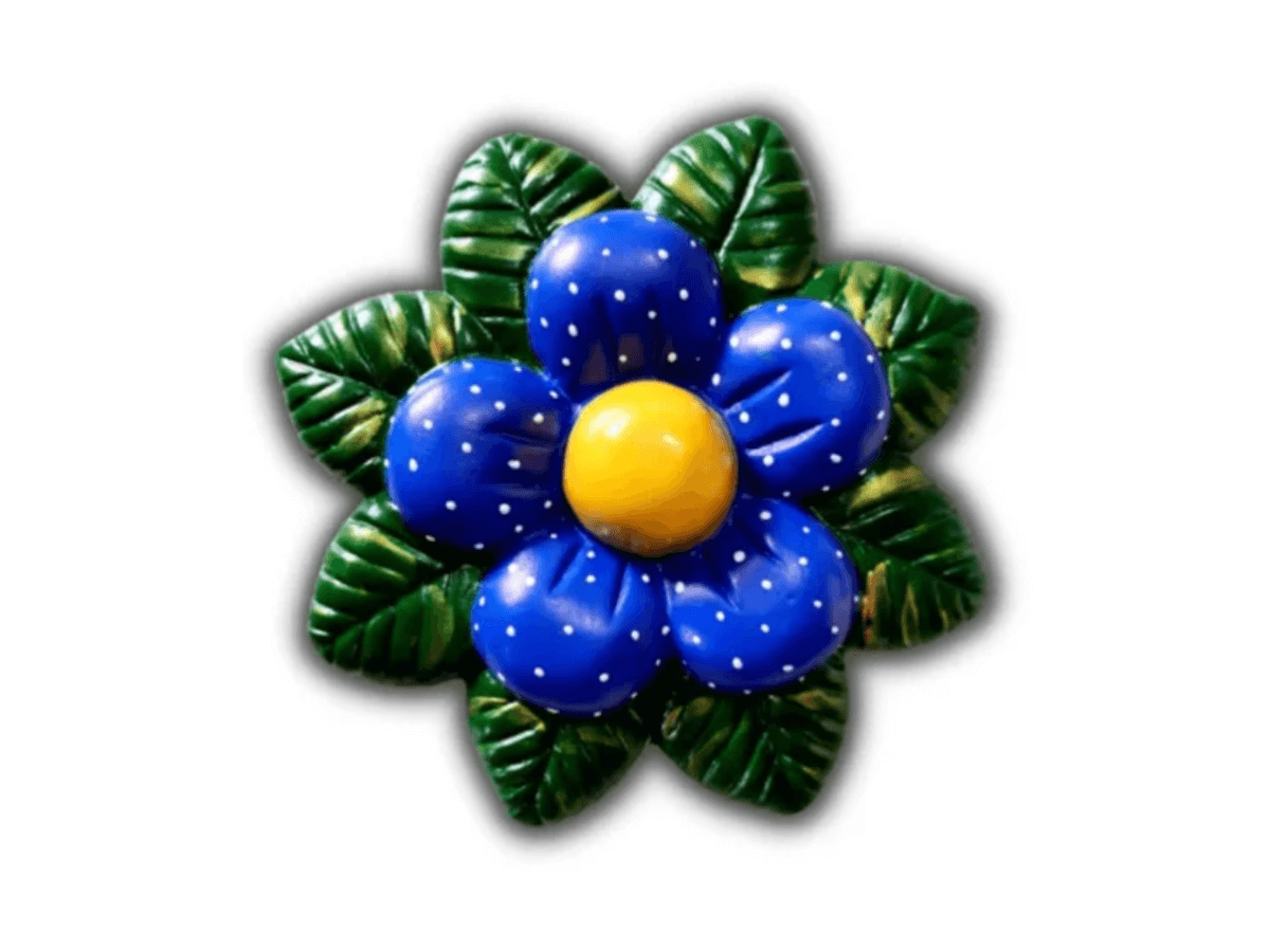 DECORAÇÃO JARDIM FLOR MARGARIDA CERÂMICA P/GRAMA OU PAREDE:AZUL