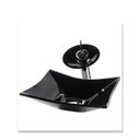 Ver imagem 2 de Gabinete de Vidro 60cm Cuba Retangular Preto + Torneira Cascata - Dahora