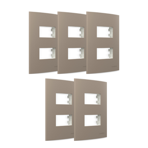 Kit 5 Placa 2 Postos com Suporte Cor Argila Sleek Margirius Cor:argila