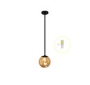 Ver imagem 1 de Pendente Preto P/ Bancada Cozinha Cabeceira De Cama + Led Arevo Iluminação Jabuticaba VIDRO LEITOSO 