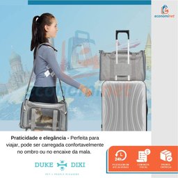 Bolsa De Transporte Pet Avião Para Cachorro Gato Duke e Dixie Cinza - 5