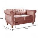 Ver imagem 2 de Sofá Realeza 2 Lugares 146cm Rosê Veludo Clássico Bella Decor