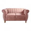 Ver imagem 1 de Sofá Realeza 2 Lugares 146cm Rosê Veludo Clássico Bella Decor