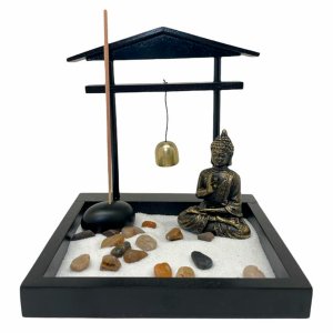 Enfeite Decorativo Ornamental Buda Jardim Zen Incensário