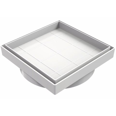 Ralo Oculto Inteligente Quadrado com Tampa Branco Fs