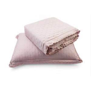 Kit Colcha Amelie Lilás 3 Peças Bordado Inglês C/ Toque de Algodão