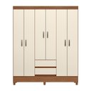 Ver imagem 1 de Guarda Roupa Roupeiro Solteiro 6 Portas 2 Gavetas Fit 6.2 c/ Pés Jequitibá Off White Santos Andirá
