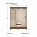 Ver imagem 2 de Guarda Roupa Roupeiro Solteiro 6 Portas 2 Gavetas Fit 6.2 c/ Pés Jequitibá Off White Santos Andirá