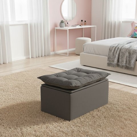 Puff Baú Opala Decorativo Organizador Quarto Infantil:cinza Escuro