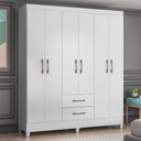 Ver imagem 2 de Guarda Roupa Casal 6 Portas 2 Gavetas 153cm Paraná M07 Branco - Mpozenato
