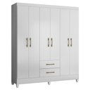 Ver imagem 1 de Guarda Roupa Casal 6 Portas 2 Gavetas 153cm Paraná M07 Branco - Mpozenato