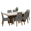 Ver imagem 3 de Conjunto Sala de Jantar Tampo de Madeira 6 Cadeiras Rustic/Branco/Silver Sarlat Madesa