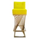 Ver imagem 2 de Kit 10 Banquetas Luma Base de Ferro Sued Amarelo - D'classe Decor