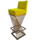 Ver imagem 4 de Kit 10 Banquetas Luma Base de Ferro Sued Amarelo - D'classe Decor