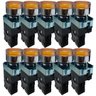Kit 10 Botao Pulsador Lk2-bw3561 Amarelo Lum 220v 1na Lukma - 1