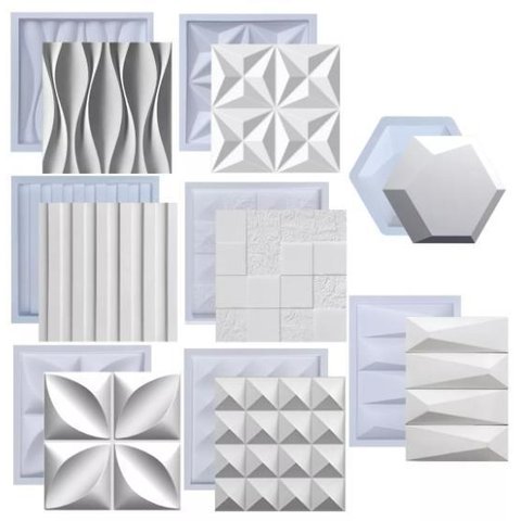 Kit 8 Formas Molde de Gesso 3d e Cimento pra Placas Parede