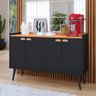 Aparador Buffet Cantinho Café Decoração Sala Jantar Estar Cozinha 4 Portas Prateleira Preto/cinamomo - 3
