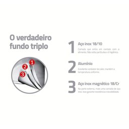 Frigideira Allegra Aço Inox Fundo Triplo Fogões de Indução 20 Cm 1,3l - Tramontina 62666201 - 3