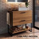 Ver imagem 1 de Balcão para Banheiro com Pés em Aço 1 Porta e 1 Gaveta 80 Cm Preto com Mel Preto com Mel