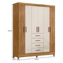 Ver imagem 4 de Guarda Roupa Solteiro Aruba 6 Portas e 4 Gavetas Freijó Off White Moval