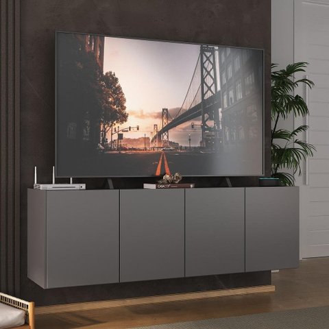 Rack para Tv até 50 Polegadas com 4 Portas Suspenso Multimóveis Mp1070 Grafite